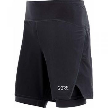 GORE WEAR R7 Pantalón corto de running 2 en 1 para hombre, XL, Negro