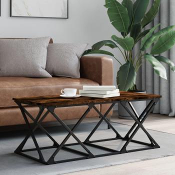 Mesa de centro de madera contrachapada 100x49x40 cm en colores Negro, Roble Sonoma y Roble ahumado, ideal para salón o comedor, también conocida como mesita auxiliar o mesa de café