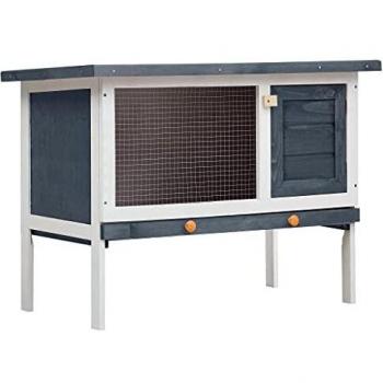 vidaXL Outdoor Rabbit Hutch 1 Layer Grey Wood