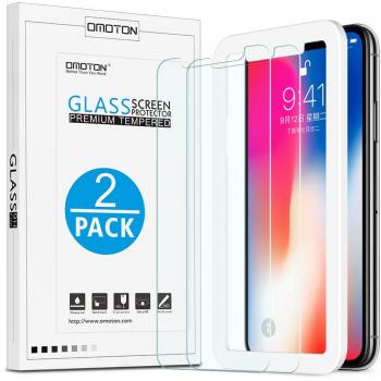 OMOTON 【2-Pack】 Protector Pantalla para iPhone x/iPhone XS/iPhone 11 Pro, Cristal Tempaldo Anti-arañazos Alta Definición, 【con Herramienta de Instalación】