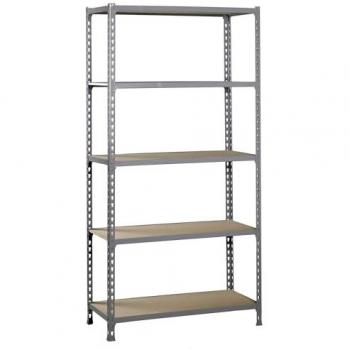 Estantería metálica SimonRack de almacenaje de acero, dimensiones 2000x1000x300 mm, 5 baldas de madera, soporta 150 kg de punto de flexión por balda, color gris/madera