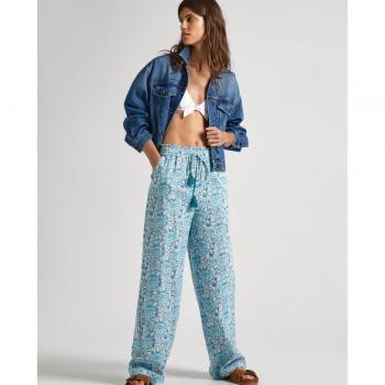 Pantalón palazzo con cintura elástica y estampado floral