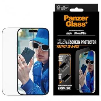 Protector de Pantalla PanzerGlass Ultra-Wide Fit para iPhone 17 Pro con Marco Negro y Sistema FASTFIT IN-A-BOX