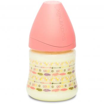 Suavinex 303090 - Biberón tetina 3 posiciones, látex, 150 ml indios, color rosa