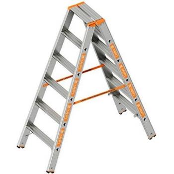 Escalera de Aluminio Plegable de 6 Peldaños, Bidireccional, Ancho 80 mm, Longitud 1.50 m