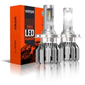 Wattstar h4 kit de conversion de bombillas de luces delanteras led faro de 64w super bright hilo beam con ventilador csp chips ip68 9600lm 6500k blanco paquete de 2