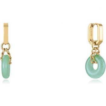 Pendientes Chic Viceroy de acero Ip dorado y calcedonia verde
