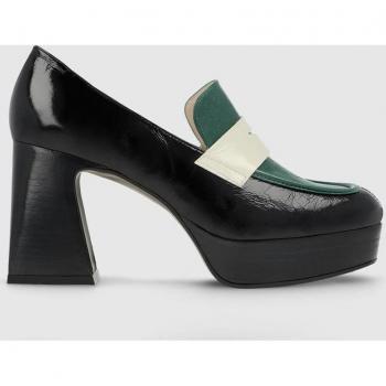 Mocasines de mujer Lodi en piel combinados en negro, verde y blanco - Modelo Fel3320