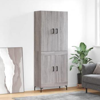 Aparador alto de madera contrachapada gris sonoma 69,5x34x180 cm
