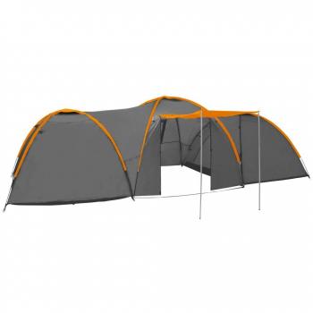 Tienda de campaña iglú 8 personas gris y naranja 650x240x190 cm