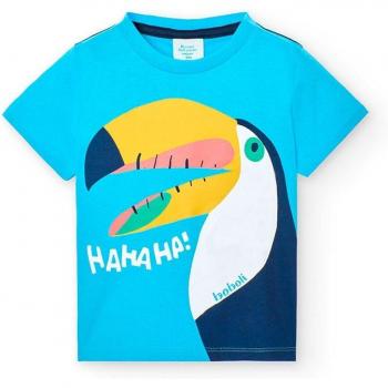 Camiseta de niño de manga corta con dibujo frontal de algodón BOBOLI