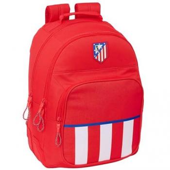 Mochila Escolar Doble Adaptable a Carro Atlético de Madrid, 32x15x42 cm, Color Rojo, Producto Oficial para Niños y Niñas, Cómoda y Versátil, Calidad y Resistencia