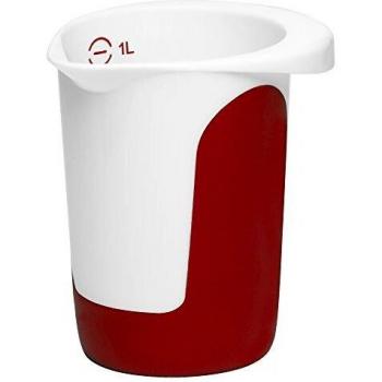 Emsa Bol mezclador 508014 - Bol mezclador con capacidad de 1 Litro, antideslizante, zona de agarre, plástico robusto, color blanco y rojo