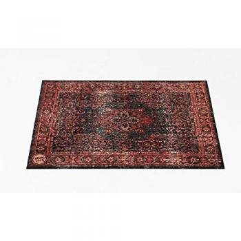Vintage Persian Drum Mat 130x90cm Black/Red Anti-Slip