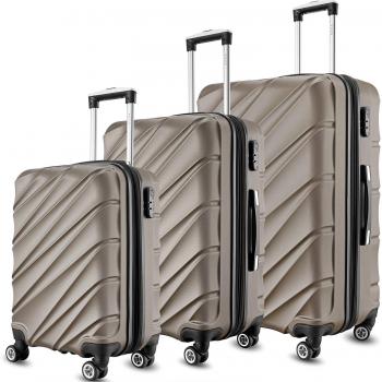 Maletas De Viaje SHAIK Set De 3 Piezas - 40/78/124 Capacidad De Litros – Cubierta Dura Y Flexible Equipaje De Mano Con Ruedas - Bolsas De Viaje Con Telescópico, Ajustable Ruedas Manejables-360⁰ De Rotación