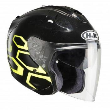 HJC 144104s Casco Moto, Negro/Amarillo, S