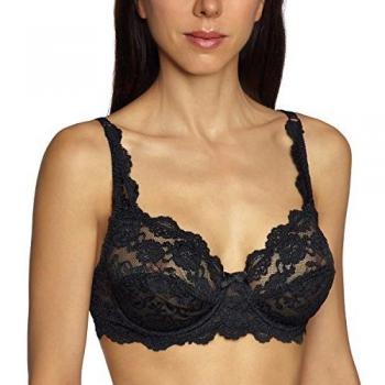 Sujetador con Aros Sassa Classic Lace para Mujer, Talla 90D, Color Negro, Material: 90% Poliamida y 10% Elastano