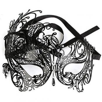 VENI zianische Fiesta Carnaval Princesa metal brillantes Máscara Negro ma013