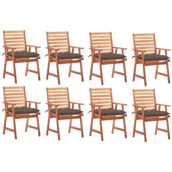 8-Piece Outdoor Dining Chair Set with Cushions - Solid Acacia Wood