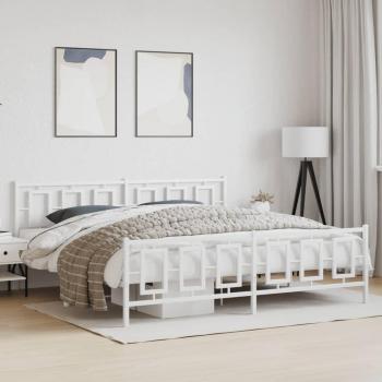 White Metal Bed Frame with Headboard and Footboard 76x79.9 (193x203 cm)