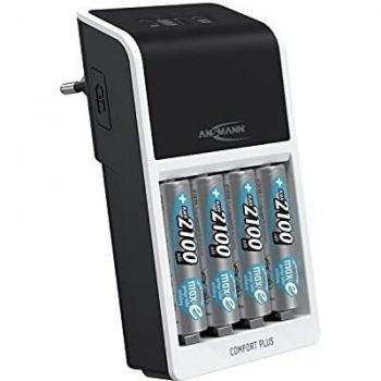 Cargador Rápido Ansmann Comfort Plus con 4 Baterías AA de 2100mAh y USB