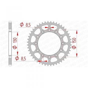AFAM Corona de acero resistente al barro 12323 - 520 - Rueda dentada para cadena AFAM 12323SLK+47 Motodak Corona 47 Dientes Acero Alfombrillas Coche Rally para Paso