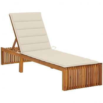 Tumbona de madera maciza de acacia con cojín - Día y Noche