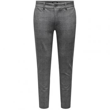 Only & Sons Slim Tapered Fit Check Chinos Gray