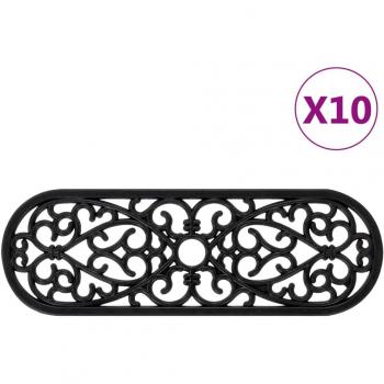 Alfombrillas de escalera de goma 10 uds 25x75 cm Negro