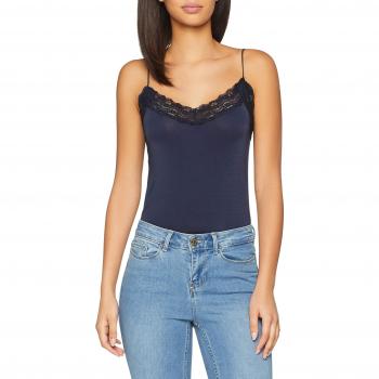 Object Objleena Lace Singlet Noos, Camiseta sin Mangas para Mujer, Azul Sky Captain, 36