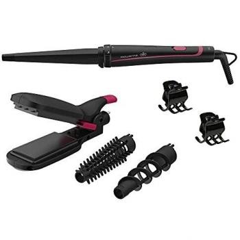 Rowenta for Elite Multistyler Infinitos Looks 9 en 1 CF4222 Plancha pelo y rizador pelo, moldeador pelo, tenacillas, revestimiento cerámico para un cabello suave y brillante, 190 °C, punta fría