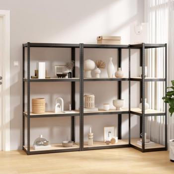 vidaXL 4-Layer Shelves 3 pcs Anthracite Steel & Engineered Wood