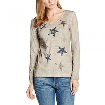 TAIFUN Metropolitan Night, Camiseta de Manga Larga para Mujer, Mehrfarbig