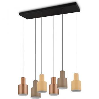 Lámpara colgante multicolor 6 luces con diseño offset