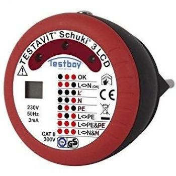 Tester de Toma de Corriente Testavit Schuki 3 LCD CAT II 300 V con LED y Pantalla LCD