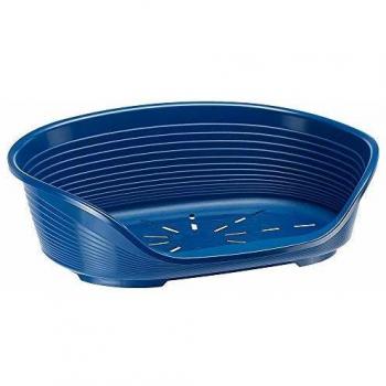 Cama Plástica Ferplast Siesta Deluxe 4 - 61x45x22 cm - Azul, Antideslizante y Confortable para Perros y Gatos