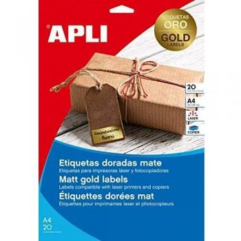 Apli 14886 Etiqueta, Oro, 20 hojas
