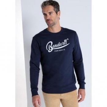 Sudadera básica con cuello caja azul marino