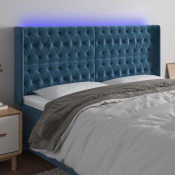 Cabecero con LED de terciopelo azul oscuro 183x16x118/128 cm Vidaxl Azul