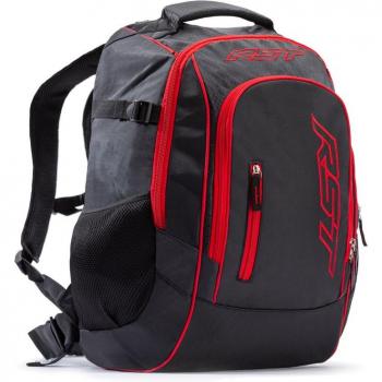 Mochila RST Rucksack Negra con diseño ergonómico, material resistente al agua, múltiples compartimentos, correas ajustables y acolchadas, capacidad para laptop de hasta 15.6 pulgadas, bolsillo frontal con cremallera y