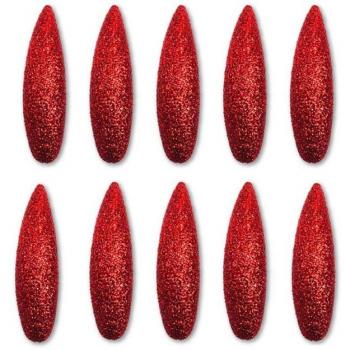 Pack de 10 Uñas de Demonio Rojas con Purpurina