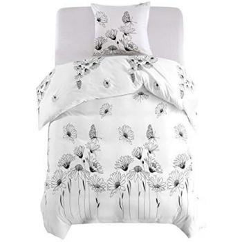 vidaXL Funda Nórdica Cama 2 Piezas Diseño Floral 155x200/80x80cm Hogar Blanca
