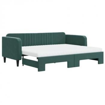 Sofá cama nido con colchón terciopelo verde oscuro 90x200 cm Vidaxl