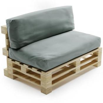 Cojines desenfundables impermeables para palets Bananair 120x80cm y 120x40cm, gris claro, tejido antirrayos UV