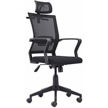 Winner, Silla de Oficina, Despacho, Escritorio o Estudio, Acabado en Tejido Transpirable Negro, Medidas: 64 cm