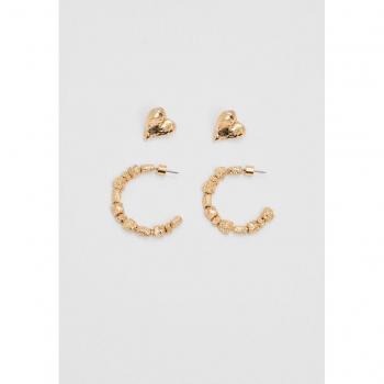 Gold Heart Earrings Set of 2