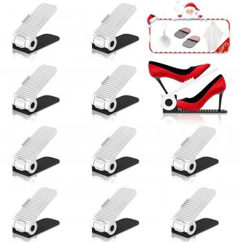 HOBFU Soporte de calzado con ranura ajustable para, Organizador de zapatos Space Saver Estantes para almacenamiento en rack Soporte Durable Apilador de zapatos, 10 PCS