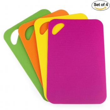 PRXD de Cortar Alimento Profesional Antibacterias Antideslizante Plastico Tablas Para Cortar Set de 4