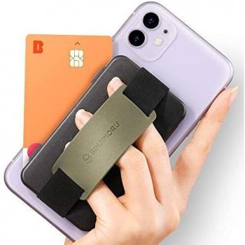 Sinjimoru - Cardzip - Tarjetero para móvil con Banda elástica, Tarjetero para la Parte Posterior del teléfono, Agarre Seguro de Silicona y Soporte para teléfono, Tarjetero