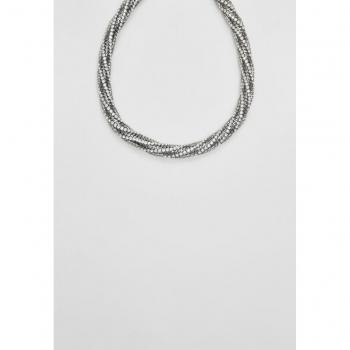 Stradivarius Grey Rhinestone Tube Necklace OS
